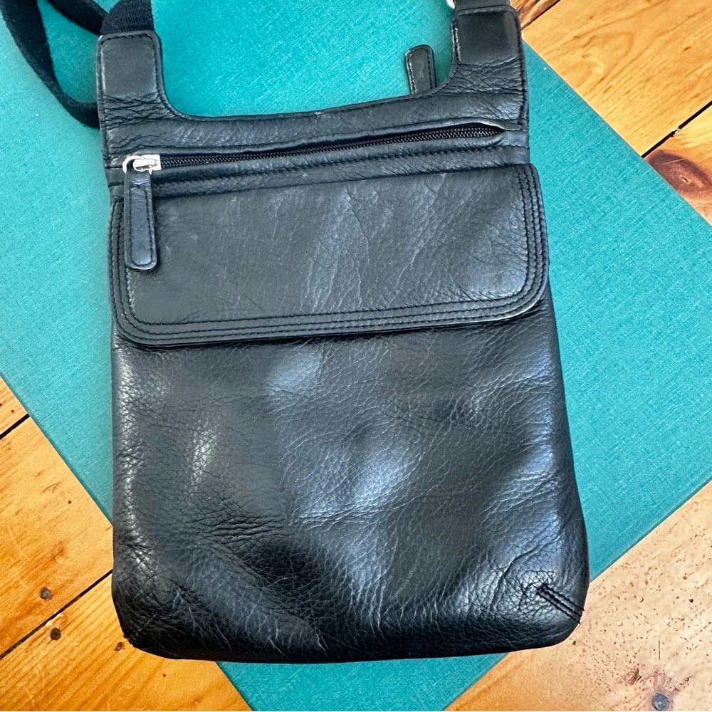 Black Leather Overland Crossbody